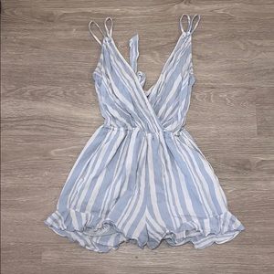 American Eagle open back Striped V line Romper